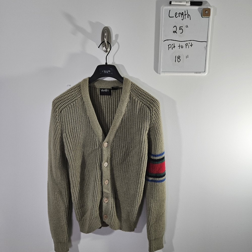 Vintage 90's VanCort Tan Acrylic Knit Cardigan Sweater!